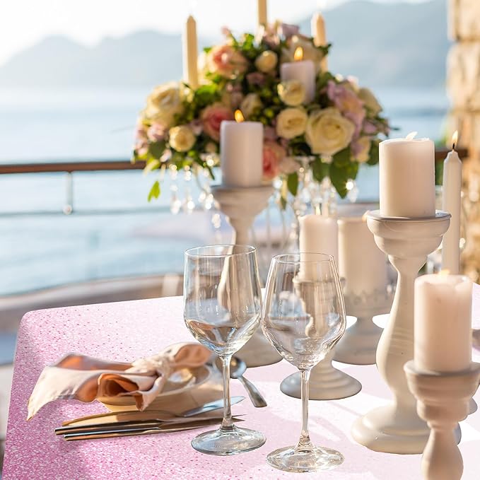 6 Pack Ombre Pink Plastic Tablecloth for Parties, Gradient Pastel Disposable Tablecloths for Rectangle Tables, Light Sprinkle Table Cover for Wedding Birthday Anniversary, 54 x 108 Inch