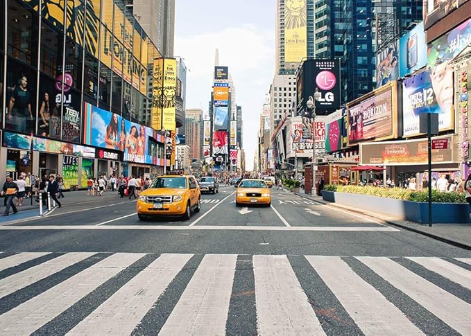 NYC Time Square Buildings Photo Backdrops Taxi New York Fashion Street Party Photography Background Adult Portrait Studio Booth Props Banner 7x5ft