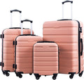 Coolife Luggage Suitcase Spinner Hardshell Lightweight TSA Lock (family set-sakura pink, 4 piece set(16in20in24in28in))