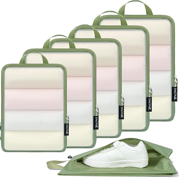 BAGAIL 6 Set Ultralight Compression Packing Cubes Packing Organizer for Travel Accessories Luggage Suitcase Backpack