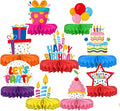 Happy Birthday Decorations Set - Colorful Themed Honeycomb Centerpiece, Table Decoration for Kids' Birthday Party Supplies