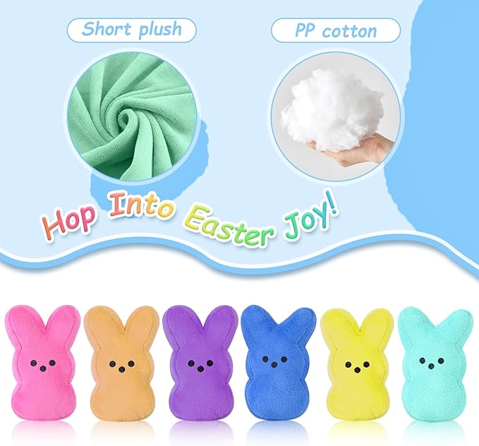 vizethru 12 Pcs Easter Bunny Plush Toys,Easter Basket Stuffers Toys for Kids,Bunny Stuffed Animals, Easter Party Favors Gift Toys for Kids