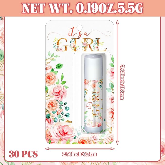30 Pack It's a Girl Baby Shower Games Prizes Party Gifts Bulk Lip Balms Favors for Winners Adults Guests Gender Reveal Favors Decorations Baby Shower Souvenirs Gift Bags Stuffers