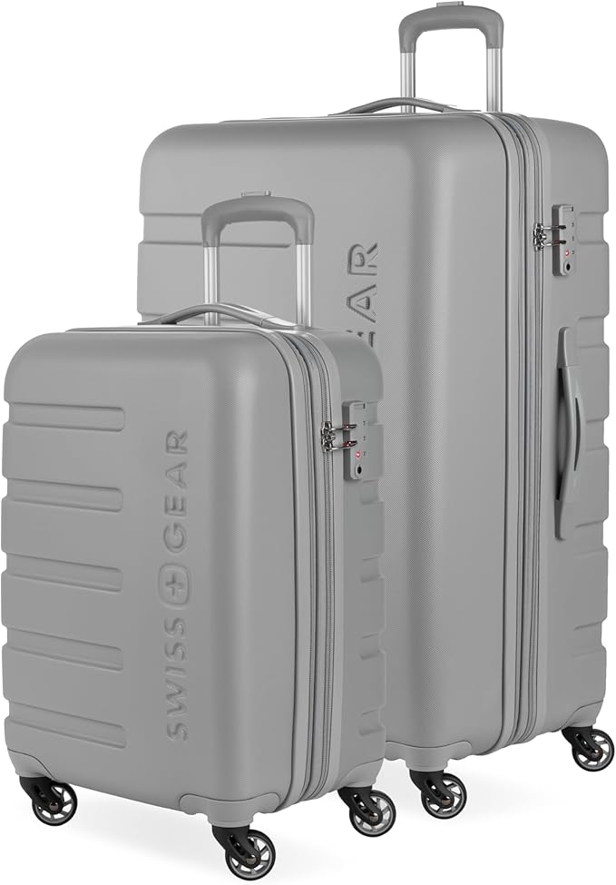 SwissGear 7366 Signature Hardside Expandable Luggage with Spinner Wheels, TSA Lock, Cup-Holder, Grey, 2-Piece Set (19/27)
