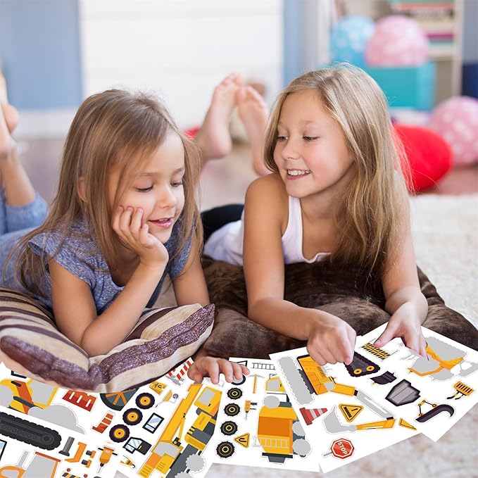 24 Sheets Construction Truck Stickers Make Your Own Truck Stickers Boys Birthday Party Favors Construction Themed Goodie Bag Stuffer Children Exchange Gifts