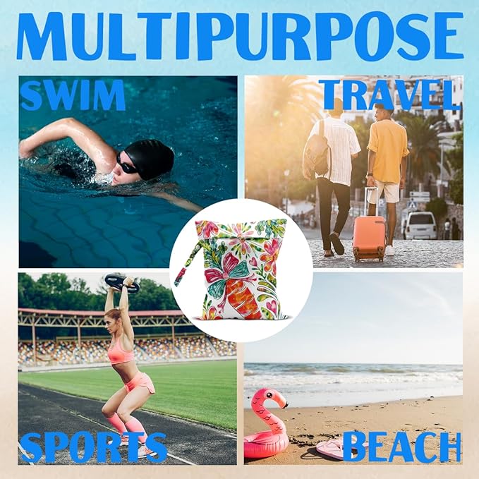 Beach Essentials, Wet Bag for Swimsuit Dirty Clothes Yoga Gym Diaper, Wet Dry Bag, Beach Vacation Essential for Travel Poor Bathing Summer Rustic Carrot Gifts