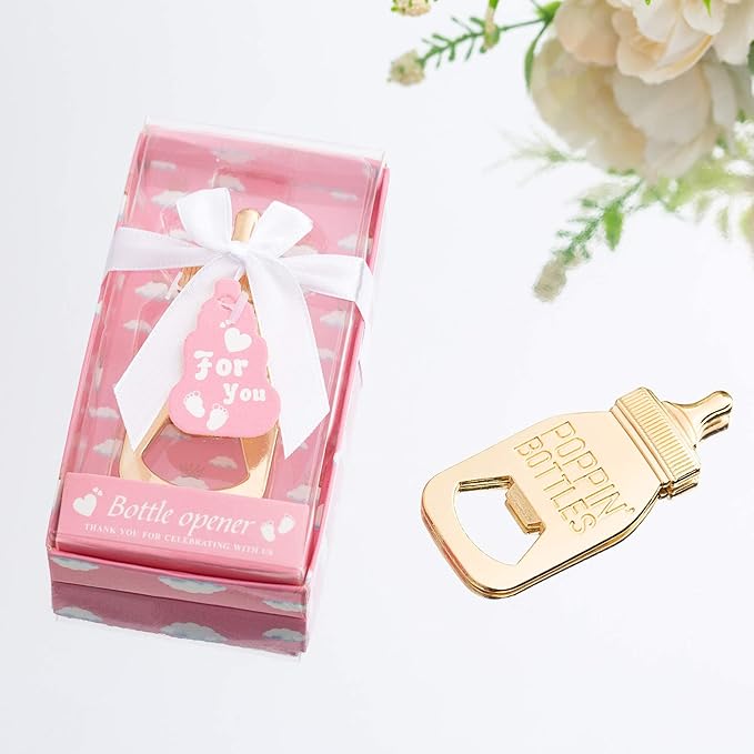 24 Packs Poppin Bottle Openers for Baby Shower Favors,Gifts,Decorations and Souvenirs (pink, 24)