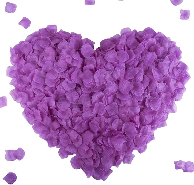 CODE FLORIST 1500 PCS Silk Rose Petals,Fake Rose Petals for Romantic Night,Wedding,Proposal Anniversary Flower Decorations(Separated,Scented,Purple)
