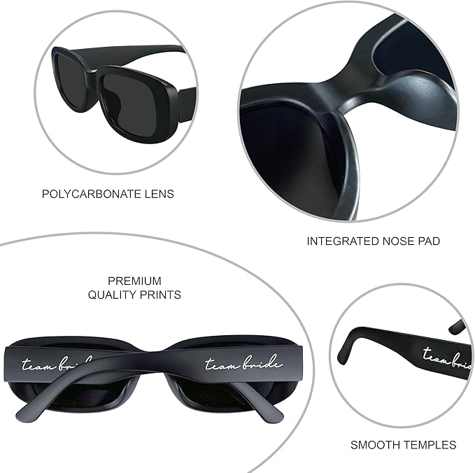 Bride Squad Bachelorette Party Favors 10 Pcs Team Bride Sunglasses Retro Rectangle Bridesmaid Gifts Sunglasses
