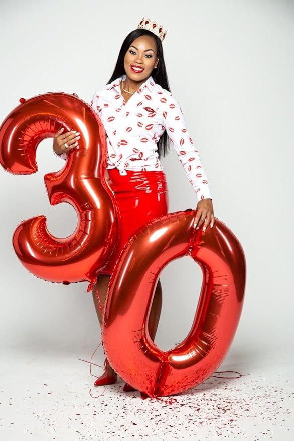 5 Balloon Number 40 Inch, 5 Balloons for Birthday Party, Red Numbers Balloon for 5, 15, 25, 55 Birthday Party Decoration, Anniversary, Wedding, Single Supplies