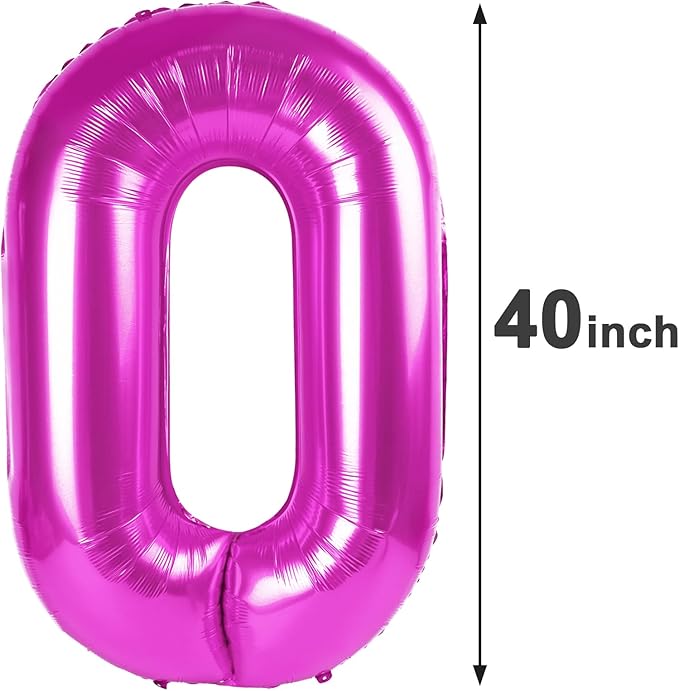 Rosy Purple Helium Number Balloon 40 Inch, Giant Foil Rosy Purple Number 0 Birthday Balloons, Large Numbers 10 20 30 40 50 60 70 80 90 100 2026, Party Celebration Supplies Decorations