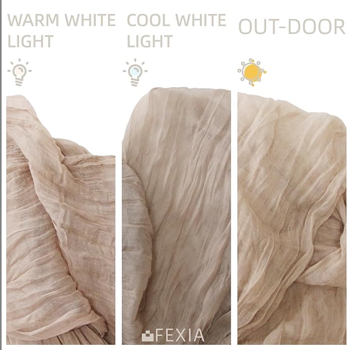 FEXIA 3 Pack Nude Table Runner 35x120 Inches for Baby Shower Decoration Gauze Rustic Table Runner for Wedding Party First Communion Centerpiece Engagement Bridal Shower Boho Decoration