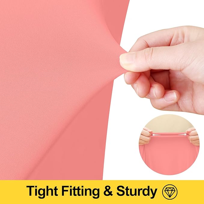 Smiry Spandex Tablecloth, Elastic Fitted Stretch Tablecloth for 4FT Rectangle Tables, Waterproof Washable Table Cover Skirt for Outdoor, Wedding, Banquet & Parties (Coral Red, 48Lx30Wx30H Inch)