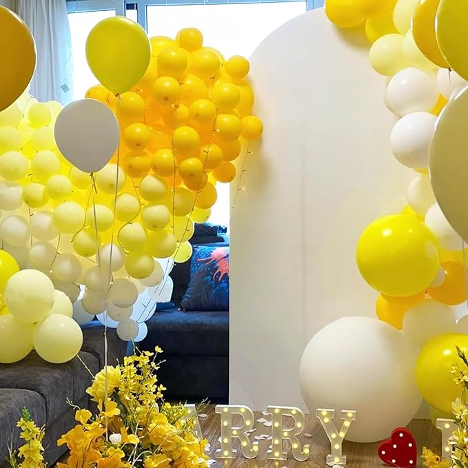 90pack Pastel Yellow Balloons Different Size 18/12/10/5 Inch Pastel Yellow Balloon Garland Arch Kit for Graduation, Wedding, Birthday, Princess, Baby Shower, Anniversary Party Decorations