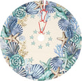 Shell Coastal Wreath Beach Starfish Sea Theme Seahorses Christmas Tree Skirt Xmas Tree Mat Halloween Christmas Tree Ornaments Decorations Holiday Party Indoor Outdoor 48"
