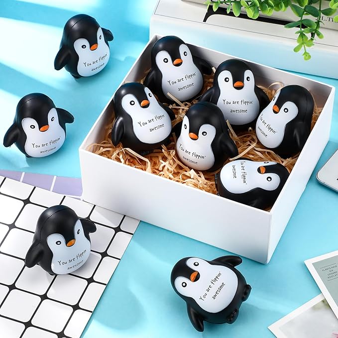 10 Pcs Penguin Stress Balls Emotional Relief Squeeze Stretchy Fidget Inspirational Animal Stress Balls Funny Penguin Plush Toy for Student Coworker Employee Teacher Social Worker