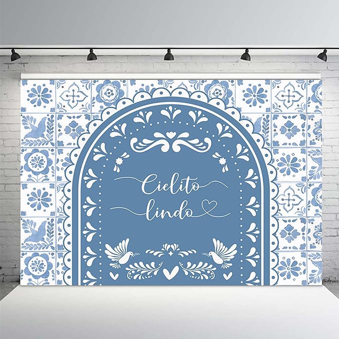 MEHOFOND 10x7ft Cielito Lindo Baby Shower Backdrop Blue Arch Cielito Lindo Baby Shower Party Decorations Banner Mexican Wedding Birthday Fiesta Party Decor Photography Background Supplies
