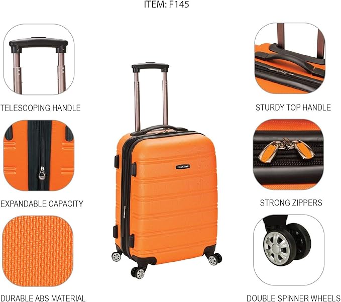 Rockland Melbourne Hardside Expandable Spinner Wheel Luggage, Carry-On 20", Charcoal