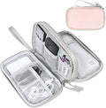 FYY Electronic Organizer, Travel Cable Organizer Bag Pouch Electronic Accessories Carry Case Portable Waterproof Double Layers All-in-One Storage Bag for Cable, Cord, Phone, Earphone-Light Pink