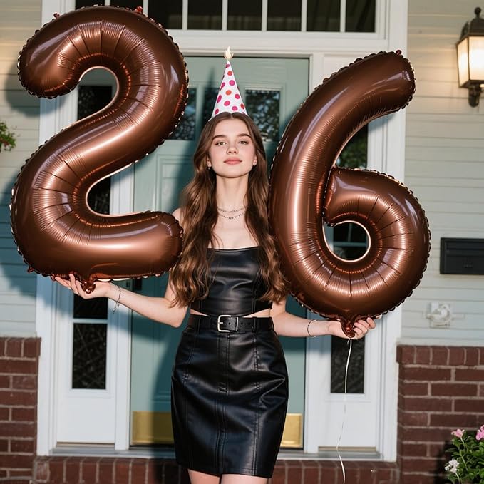 40 Inch Dark Brown Balloon Number 6 Balloon,6 Foil Mylar Helium Large Digital Balloon Birthday Numbers Jumbo Balloons 16th or 61st Anniversary Party Decorations Supplies