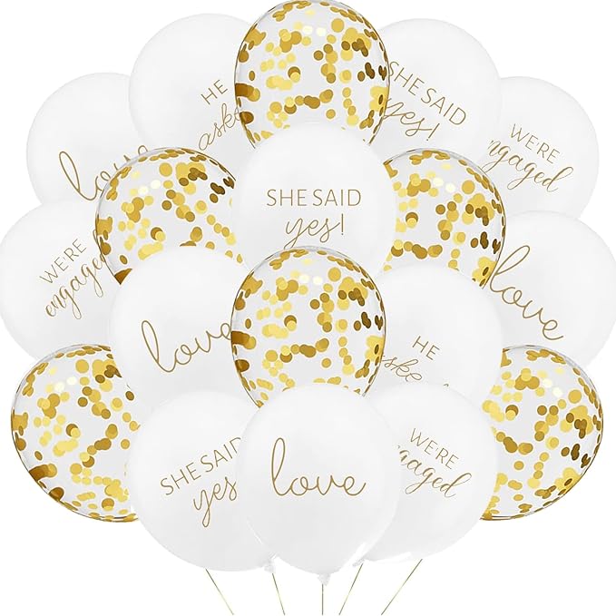 50Pcs Engagement Balloons, Engagement Party Decorations, He Asked balloons, She Said Yes Balloons, Gold Confetti Latex Balloon, Bridal Shower Engagement, Wedding Party Decoration