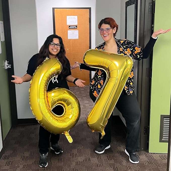 40 Inch Gold Number 7 Balloon, Giant 7 Number Balloons for 7th Birthday Decorations, Party Supplies for Baby Boy Girl, Gold Party Decor