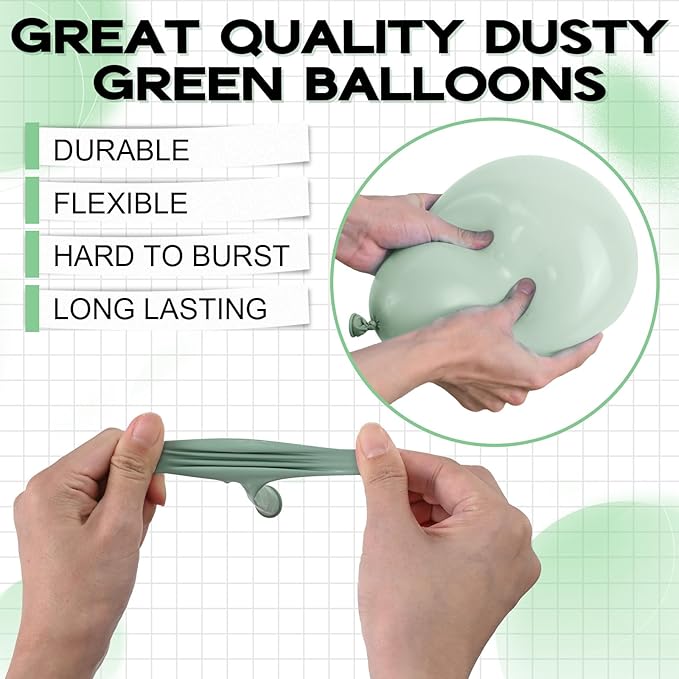 Dusty Green Balloons Arch 103pcs Light Olive Sage Green Balloons Garland Different Sizes Retro Haze Fog Balloon Helium Latex Balloon Boho Birthday Party Decoration Jungle Safari Bridal Baby Shower
