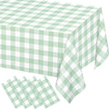 WNINK 4 Pack Sage Green Checkered Rectangular Plastic Tablecloths, Green Gingham Waterproof Disposable Table Covers 54" x 108" for Birthday, Baby Shower, Wedding, Outdoor Picnic Parties