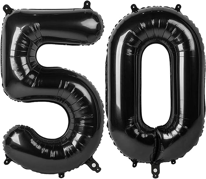 Black Number 50 Balloon 40 inch, 50 Number Balloons, 50th Black Birthday Decorations, 50 Year Old Women Men Party Supplies