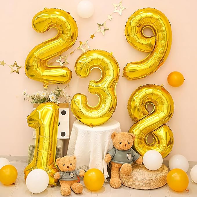 16 In Gold Large Numbers Balloons 0-9, Self Inflating Number 9 Balloons for Boys Girls, Big Gold Digit 9 Balloons for Women Men Birthday Party Anniversary Wedding Supplies Decorations