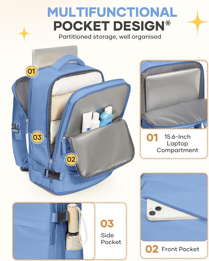 Travel Backpack for Women Airline Approved Carry on Backpack for Airplanes Mochila De Viaje Personal Item Travel Bag Spirit Airlines Personal Item Bag 18x14x8 Backpack for Traveling on Airplane