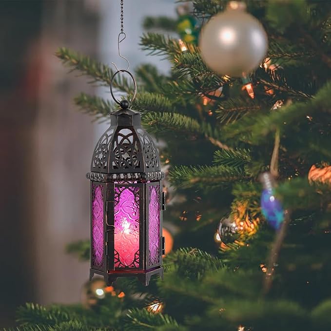NEEDOMO Halloween Decorations,11'' Moroccan Lanterns Decorative Indoor & Outdoor, Vintage Christmas Candle Holder, Metal Lanterns Decorative, Table, Patio, Porch, Shelf, Christmas Spring Home Decor