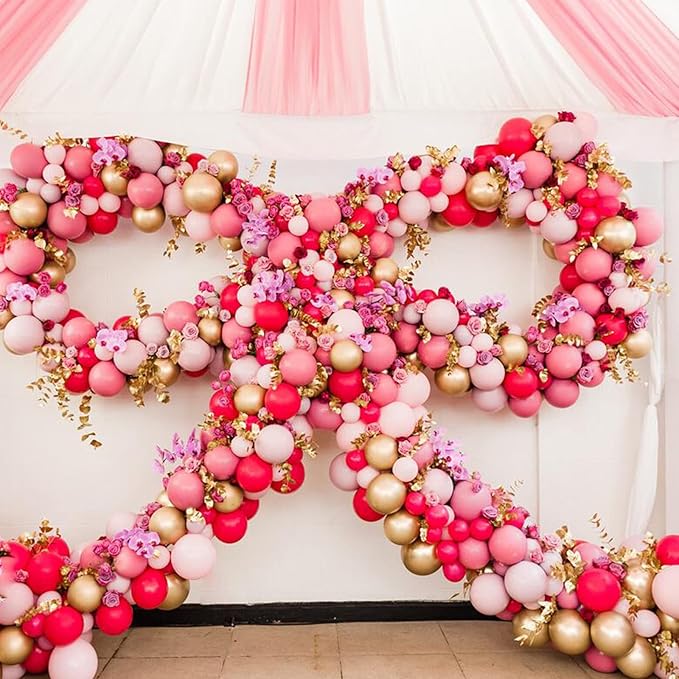 130pcs Hot Pink Balloons Different Sizes 18" 12" 10" 5" Dark Pink Balloons for Birthday Graduation Baby Shower Wedding Anniversary Princess Theme Party Valentine's Day Decorations