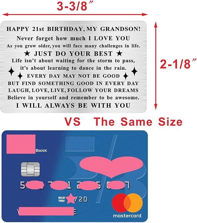 Grandson 21st Birthday Cards, 21 Year Old Birthday Gifts for Him, Happy Age 21 Bday Decorations