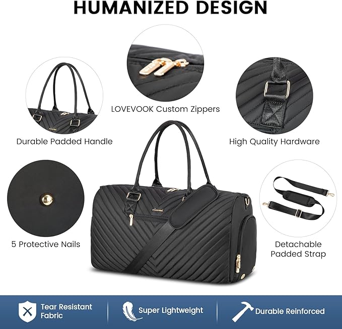 LOVEVOOK Travel Duffle Bag, Weekender Bag for Women with Toiletry Bag, Carry on Overnight Bag with Shoe Compartment, Gym Duffel Bag with Wet Pocket, Mommy Hospital Bags for Labor and Delivery