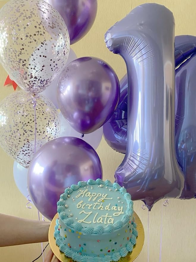 40 Inch Lilac Large Number 4 Balloons, Giant Foil Number Four 14 24 34 40 44 Balloons, Lavender Mylar Big Balloon for Anniversary Graduation Decorations