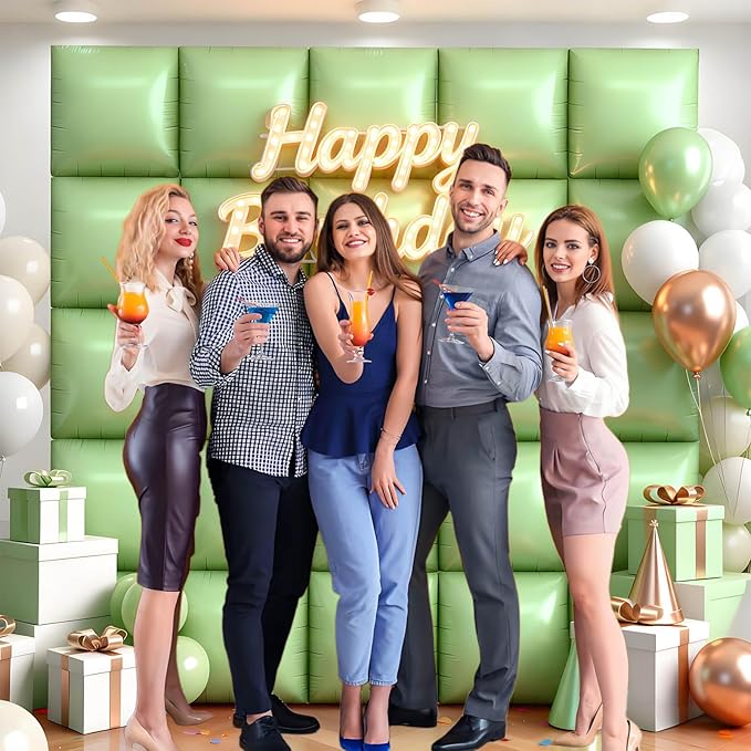 50Pcs Olive Green Square Foil Balloons Wall Backdrop, Double Sided Metallic Foil Balloons Tunnel Arch Garland Kit for Photo Booth Birthday Wedding Halloween Christmas Party Decorations