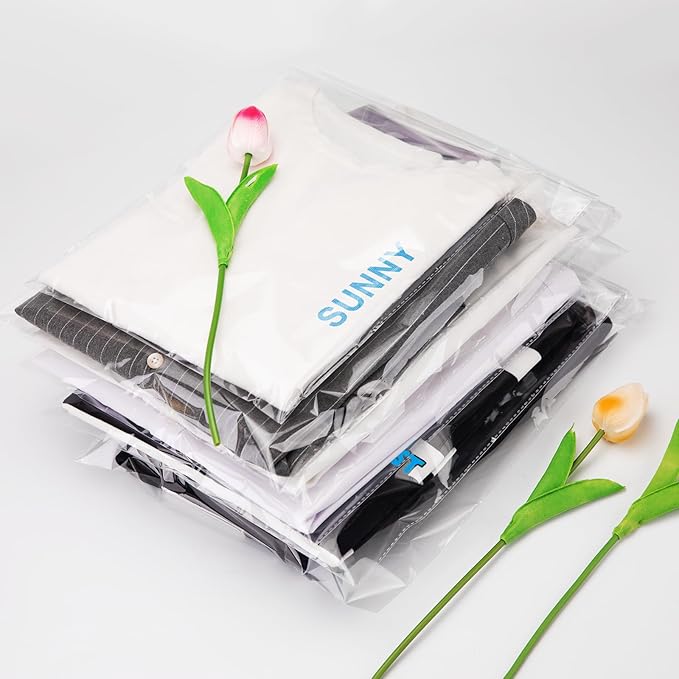120 Count 12" X 15" Clear Cellophane Bags, Cello Poly Bags, Clear Bags for Clothes Packaging, T Shirts - Self Seal & Reinforced