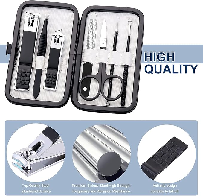 Nail Clippers Set Professional Manicure Set Grooming Kits Stainless Steel Travel Manicure Pedicure Kit Nail Care Tools Nail Kit with Travel Case Personal Care Tools Gifts for Men Women