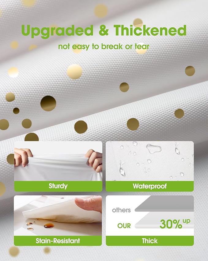 Pureegg Plastic Table Cloth Disposable 8 Pack, 54 x 108 Inch, Table Runner Style, Graduation Decorations 2026, Party Tablecloths, Rectangle, Plastic Cover, Leakproof & Sturdy, White Gold