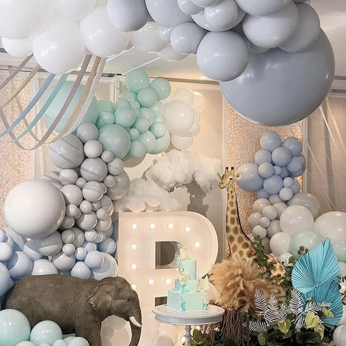 130pcs Gray Balloons Different Sizes 18" 12" 10" 5" Pastel Gray Balloons for Boys Girls Birthday Baby Shower Gender Reveal Wedding Decorations