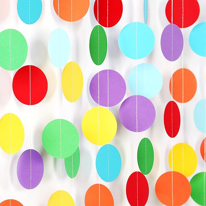 Rainbow Party-Decorations Paper-Garland Streamers Banner - 52Ft Colorful Theme Boy Girl Kids Birthday Favors Supplies,Baby Shower Wedding Hanging Backdrop Decor Ouruola