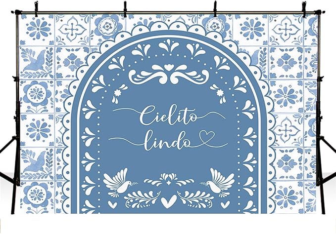 MEHOFOND 8x6ft Cielito Lindo Baby Shower Backdrop Blue Arch Cielito Lindo Baby Shower Party Decorations Banner Mexican Wedding Birthday Fiesta Party Decor Photography Background Supplies