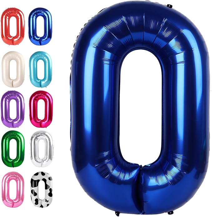 Night Blue 40 Inch 0 Number Balloons, 0 Decorations for 10 20 30 40 50 60 70 80 90 100 Birthday, Night Blue Foil Giant Birthday Graduations Anniversary Party Balloon