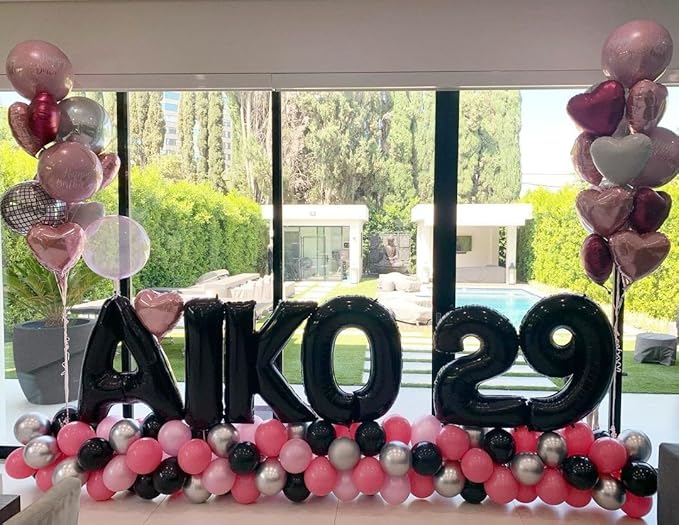 Black Letter R Balloons, 40 Inch Alphabet R Letter Balloons Foil Mylar Big Letter Balloons for Birthday Party Anniversary New Year Graduation Wedding Decorations
