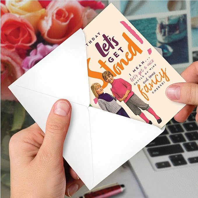 NobleWorks - 1 Funny Birthday Greeting Card - Sassy Bday Card for Women, Stationery Humor - Let's Get Stoned C7027BDG
