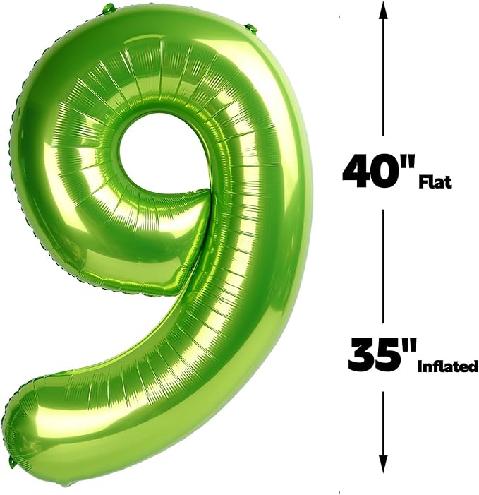 Big Light Green 40 Inch 9 Balloon Number, Jumbo Giant 9th 19 29 39 49 99 Birthday Party Decorations, Large Light Green Foil Balloons Anniversary Birthday Party Engagement Decorations
