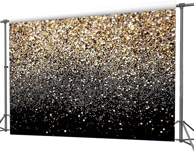 CYLYH 12X10ft Black and Gold Backdrop Gold Spots Backdrop Vinyl Photography Backdrop Vintage Background for Family Birthday Party Newborn Studio Props