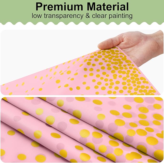 misaya 6 Packs Dot Disposable Table Cloth, 54 x 108 Inch Waterproof Plastic Tablecloth, Rectangle Gold Dots in Pink Table Covers for Easter, Picnic, Birthday, Party
