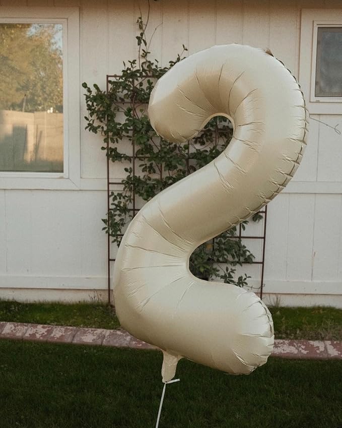 40 Inch Cream Number 4 Balloon, Giant 4 Number Balloons for 4th Birthday Decorations, Party Supplies for Baby Boy Girl, Cream Party Decor